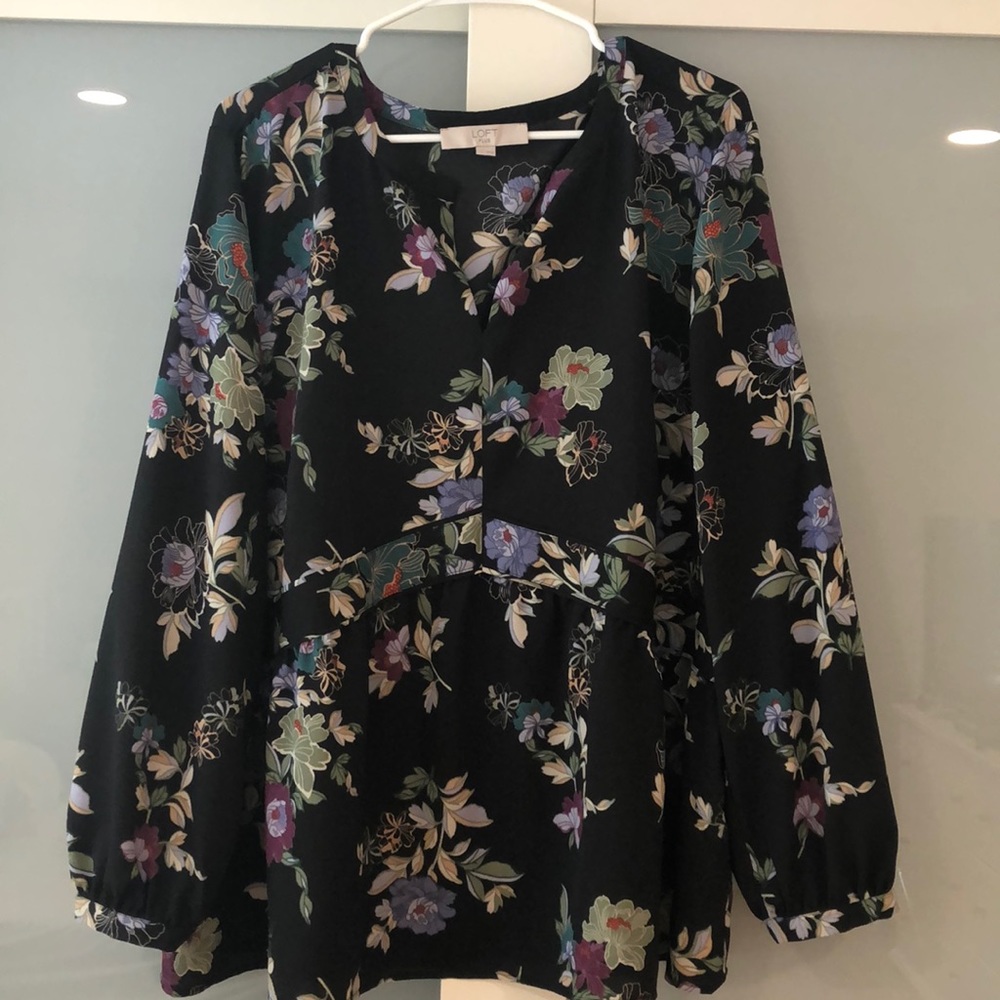 LOFT peplum style floral blouse